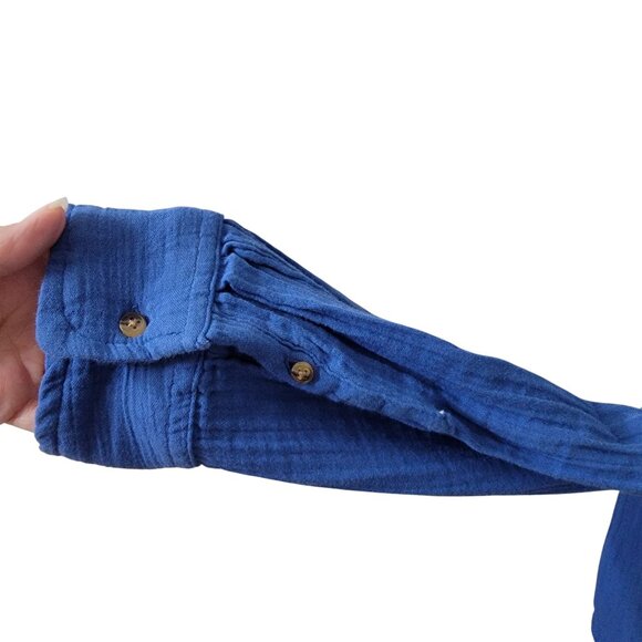 Old Navy Size XL Blue Crinkle Gauze Button-Down Shirt, NEW with Tag - Picture 4 of 15